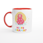 Hate Drama? No Probllama - White 11oz Ceramic Mug with Colour Inside ceramic red Colour 11oz Mug animal Globally Fulfilled