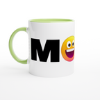 Mood Emoji - White 11oz Ceramic Mug with Colour Inside ceramic green Colour 11oz Mug Funny Globally Fulfilled