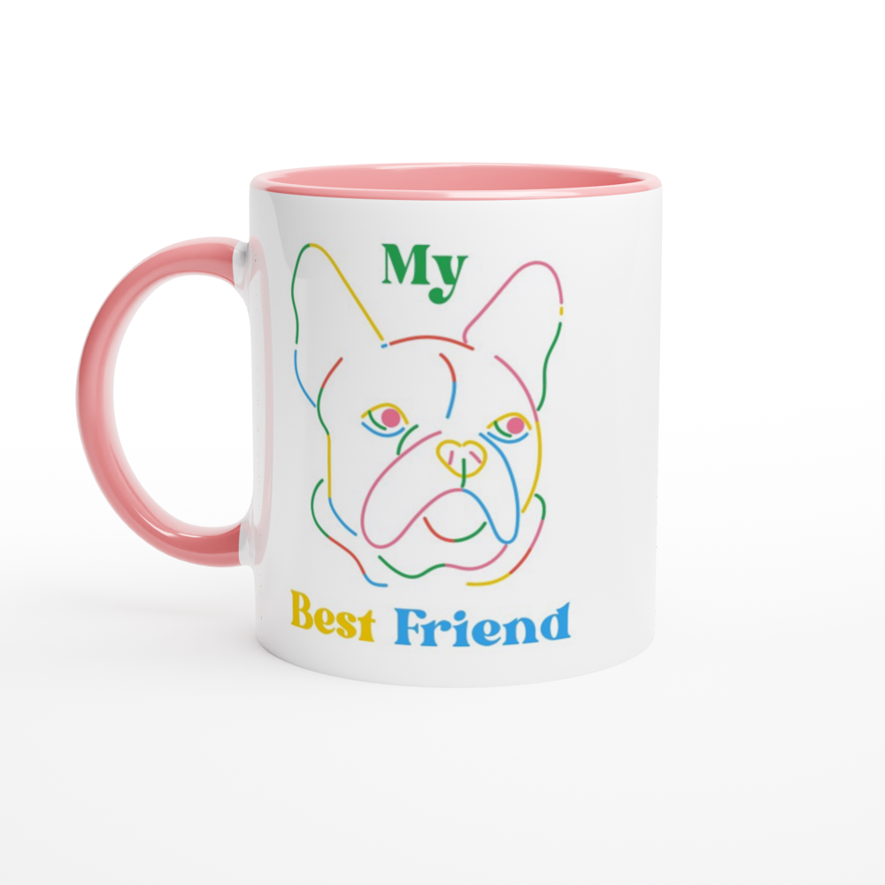 My Best Friend, Dog - White 11oz Ceramic Mug with Colour Inside ceramic pink Colour 11oz Mug animal Globally Fulfilled