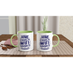 Home Is Where The WIFI Connects Automatically - White 11oz Ceramic Mug with Colour Inside Colour 11oz Mug Globally Fulfilled Tech