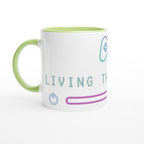 Living The 2D Life White 11oz Ceramic Mug with Colour Inside Colour 11oz Mug Games Globally Fulfilled Tech