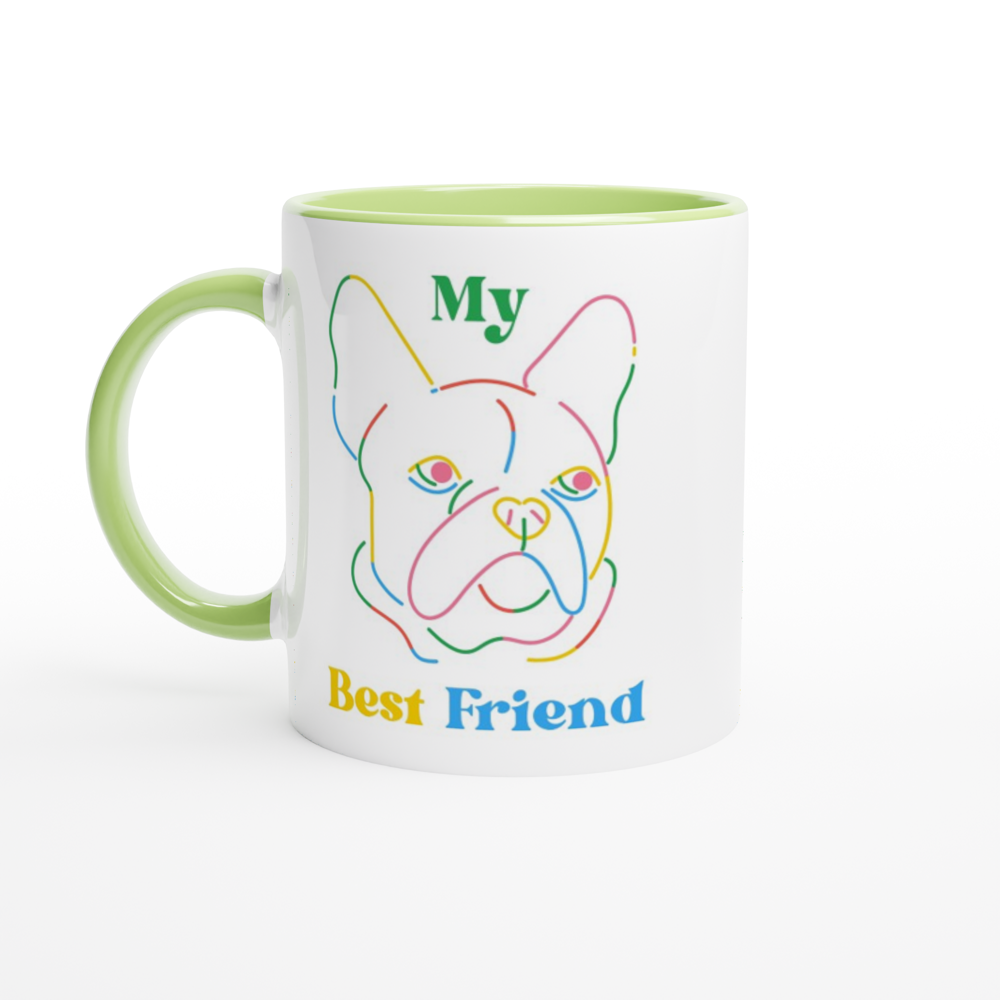 My Best Friend, Dog - White 11oz Ceramic Mug with Colour Inside ceramic green Colour 11oz Mug animal Globally Fulfilled