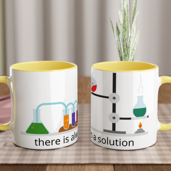 There Is Always A Solution - White 11oz Ceramic Mug with Colour Inside Colour 11oz Mug Globally Fulfilled Science