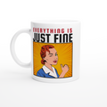Everything Is Just Fine - White 11oz Ceramic Mug Default Title White 11oz Mug comic Globally Fulfilled Retro