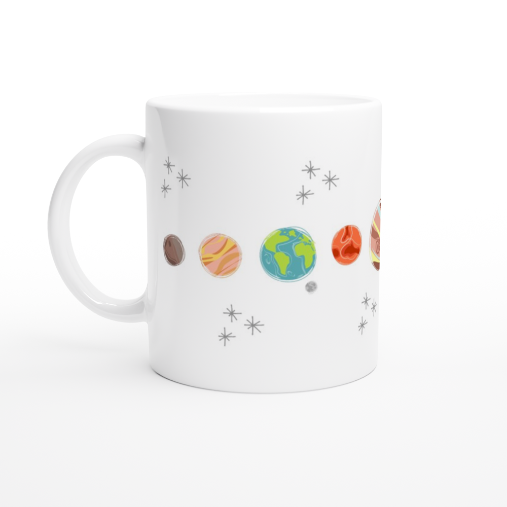 Solar System Planets - White 11oz Ceramic Mug White 11oz Mug Globally Fulfilled Space