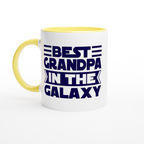 Best Grandpa In The Galaxy - White 11oz Ceramic Mug with Colour Inside ceramic yellow Colour 11oz Mug Dad Globally Fulfilled