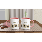 Scrabbling For Points - White 11oz Ceramic Mug with Colour Inside ceramic pink Colour 11oz Mug Games Globally Fulfilled