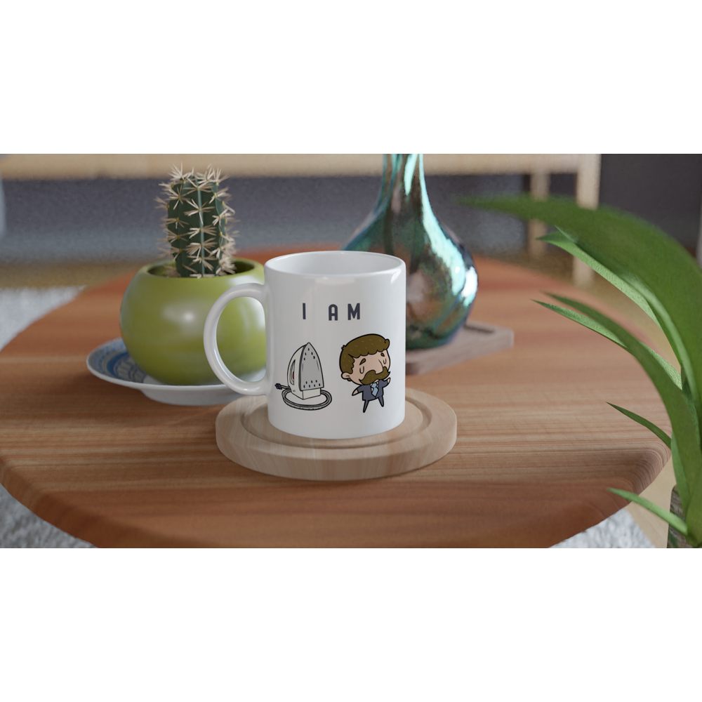 I Am Ironing Man - White 11oz Ceramic Mug White 11oz Mug comic Globally Fulfilled