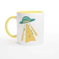 Alien UFO - White 11oz Ceramic Mug with Colour Inside ceramic yellow Colour 11oz Mug Globally Fulfilled Sci Fi Space