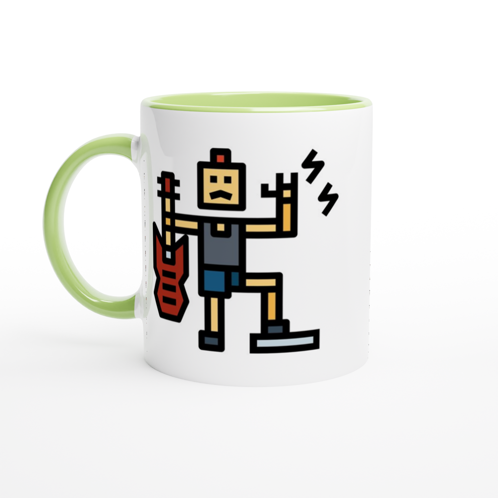 Rock And Roll - White 11oz Ceramic Mug with Colour Inside ceramic green Colour 11oz Mug Globally Fulfilled Music