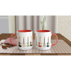 Guitars In Every Colour - White 11oz Ceramic Mug with Colour Inside Colour 11oz Mug Globally Fulfilled Music