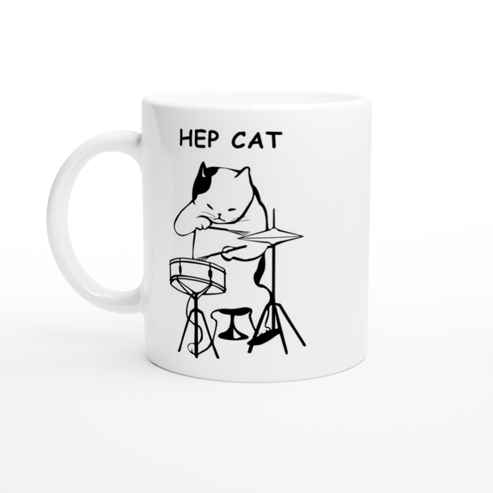 Hep Cat - White 11oz Ceramic Mug White 11oz Ceramic Mug White 11oz Mug animal Globally Fulfilled Music