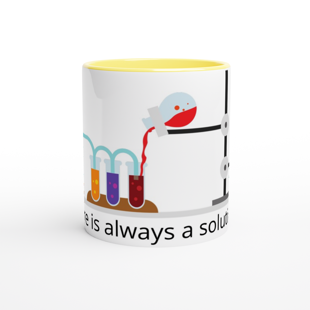 There Is Always A Solution - White 11oz Ceramic Mug with Colour Inside Colour 11oz Mug Globally Fulfilled Science
