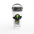 Guitarist Alien Abduction - White 15oz Stainless Steel Travel Mug Default Title Travel Mug Globally Fulfilled Music Sci Fi