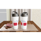 You Are The Key To My Happiness - White 15oz Stainless Steel Travel Mug Travel Mug Globally Fulfilled Tech