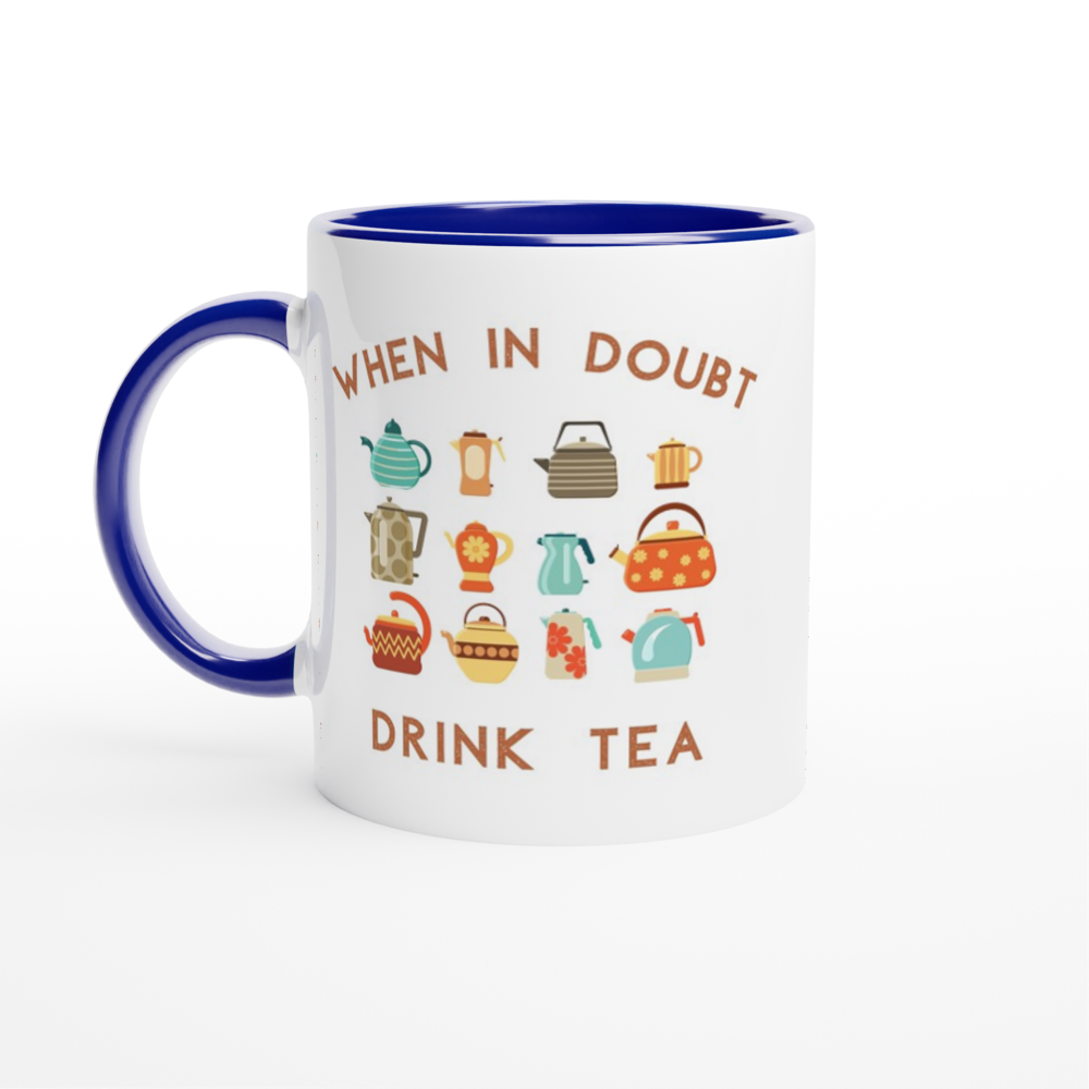 Drink Tea - White 11oz Ceramic Mug with Colour Inside ceramic blue Colour 11oz Mug Globally Fulfilled Tea