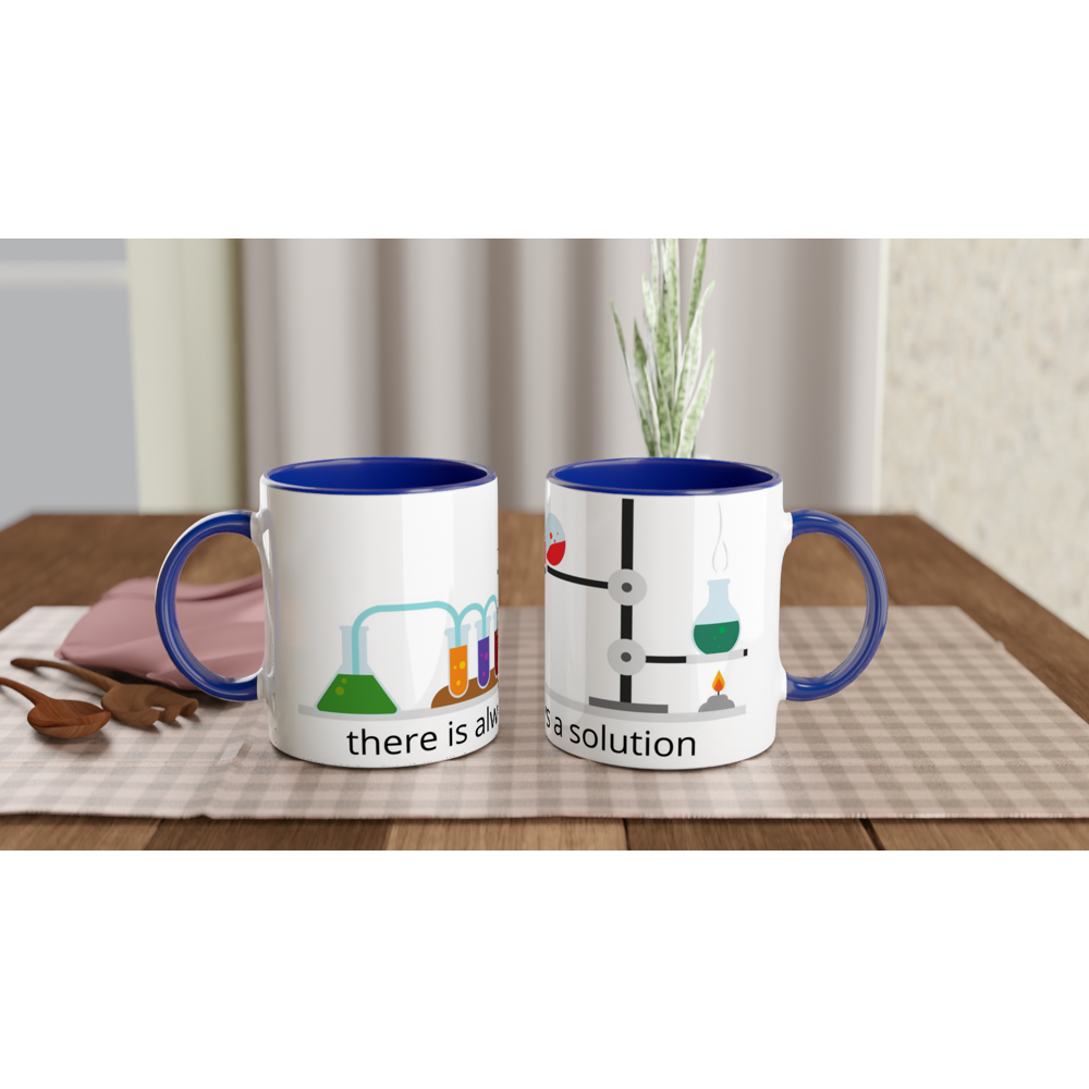 There Is Always A Solution - White 11oz Ceramic Mug with Colour Inside ceramic blue Colour 11oz Mug Globally Fulfilled Science