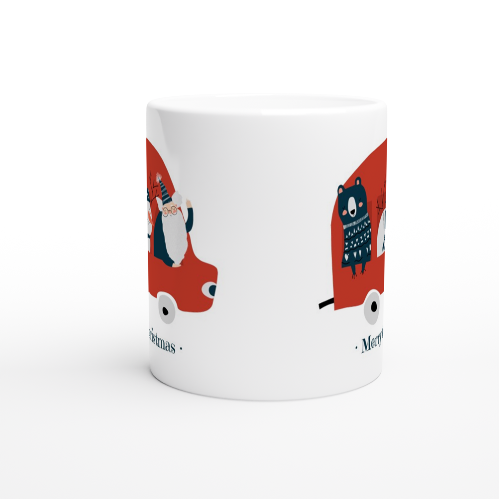 Santa Car - White 11oz Ceramic Mug Christmas Mug Globally Fulfilled