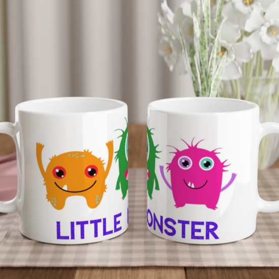 Little Monster - White 11oz Ceramic Mug White 11oz Mug Globally Fulfilled Sci Fi