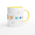 Solar System Planets - White 11oz Ceramic Mug with Colour Inside ceramic yellow Colour 11oz Mug Globally Fulfilled Space