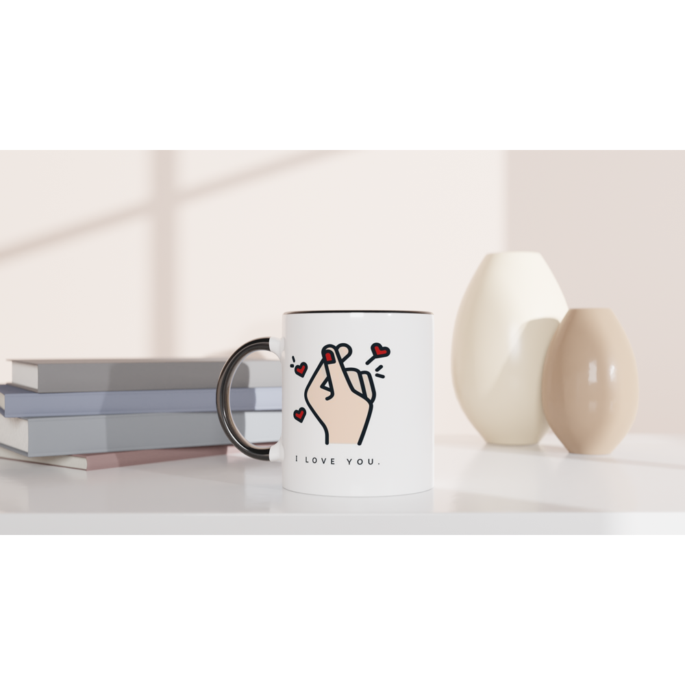 I Love You White 11oz Ceramic Mug with Colour Inside Colour 11oz Mug Globally Fulfilled Love