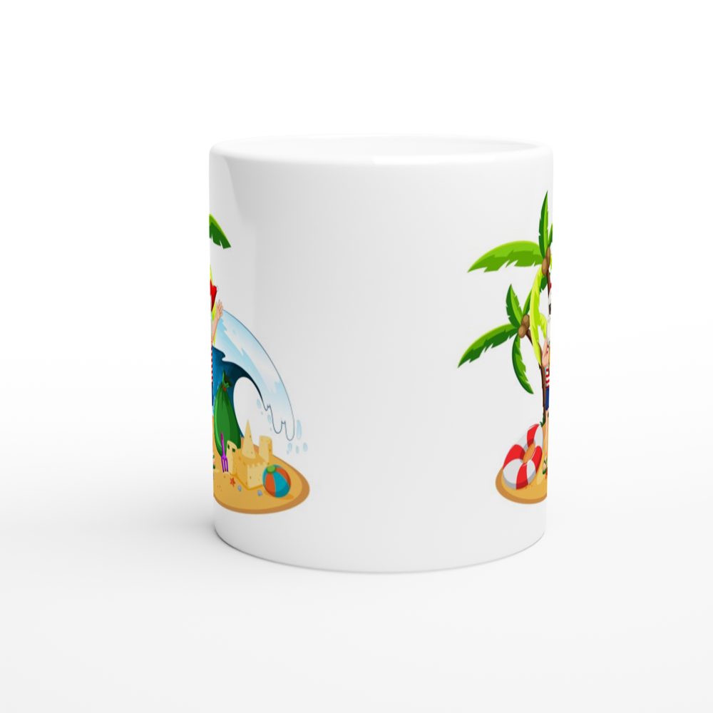 Tropical Santa - White 11oz Ceramic Mug Christmas Mug Globally Fulfilled