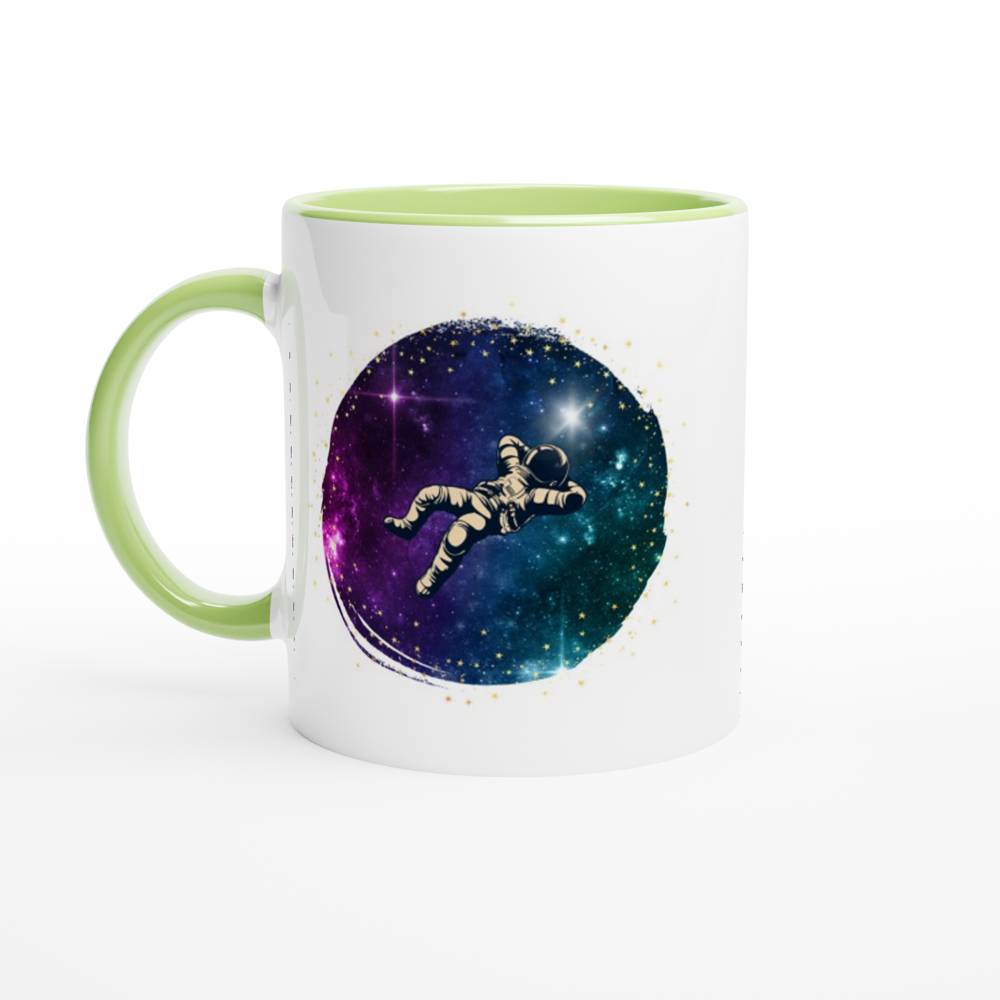 Spaceman - White 11oz Ceramic Mug with Colour Inside ceramic green Colour 11oz Mug Globally Fulfilled Space