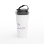 Living The 2D Life - White 15oz Stainless Steel Travel Mug Travel Mug Games Globally Fulfilled Tech