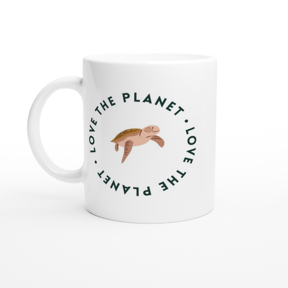 Love The Planet - White 11oz Ceramic Mug White 11oz Mug Environment Globally Fulfilled