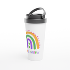 Find Your Rainbow - White 15oz Stainless Steel Travel Mug Travel Mug Globally Fulfilled Motivation