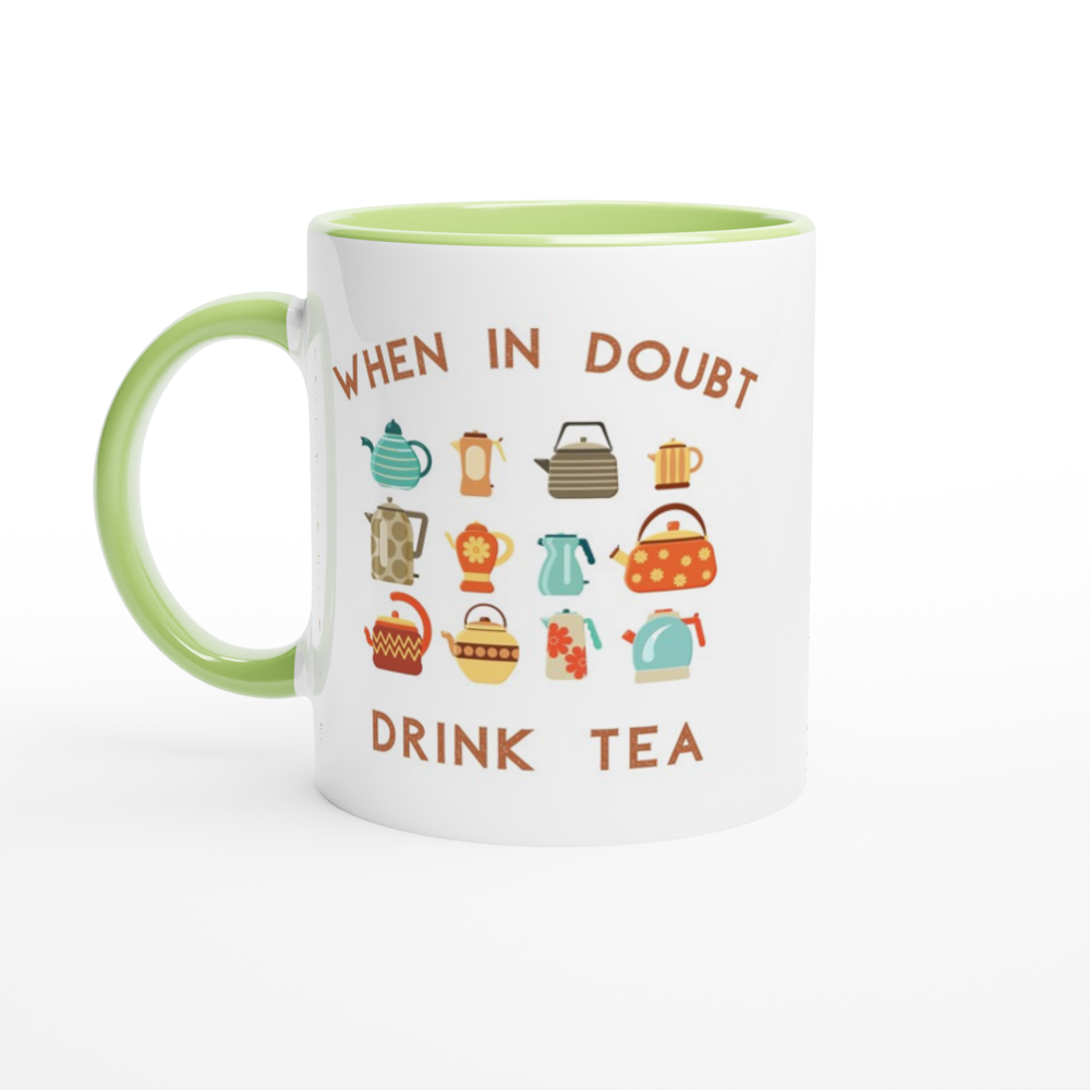 Drink Tea - White 11oz Ceramic Mug with Colour Inside ceramic green Colour 11oz Mug Globally Fulfilled Tea