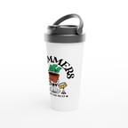 Drummers - White 15oz Stainless Steel Travel Mug Travel Mug Globally Fulfilled Music Plants