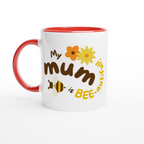 My Mum Is Bee-autiful - White 11oz Ceramic Mug with Colour Inside ceramic red Colour 11oz Mug animal Globally Fulfilled Mum