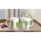Merry Cactus - White 11oz Ceramic Mug Christmas Mug Globally Fulfilled