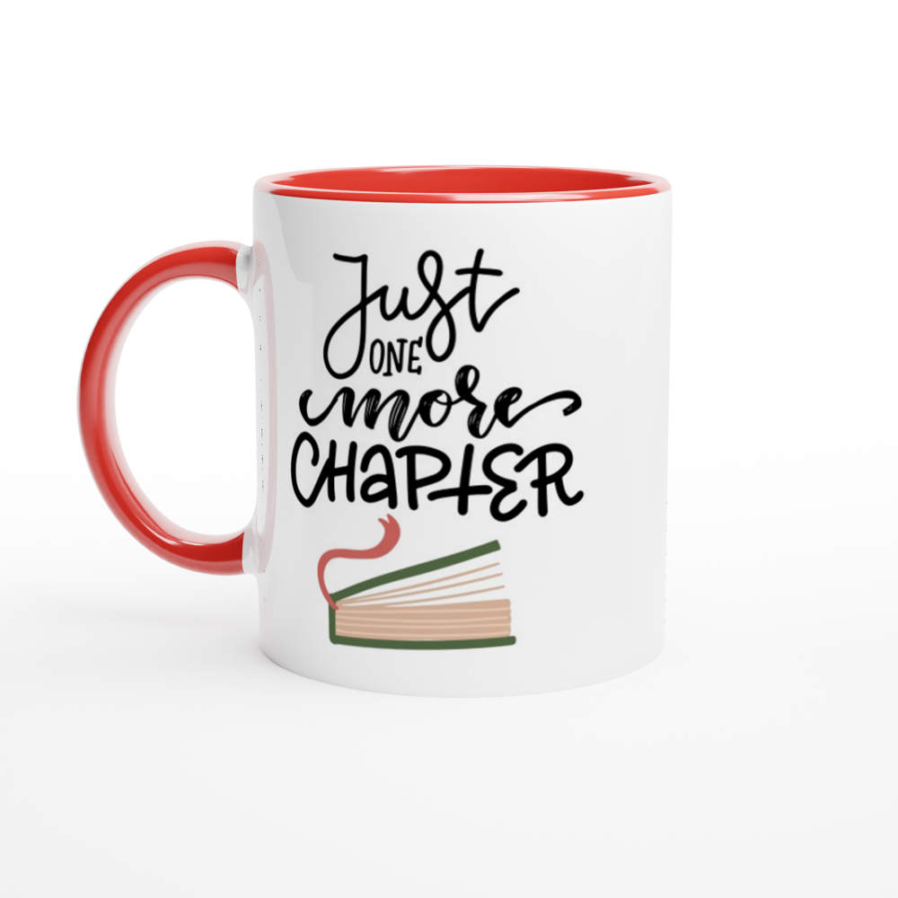 Just One More Chapter - White 11oz Ceramic Mug with Colour Inside ceramic red Colour 11oz Mug Globally Fulfilled Reading