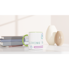 Living The 2D Life White 11oz Ceramic Mug with Colour Inside Colour 11oz Mug Games Globally Fulfilled Tech