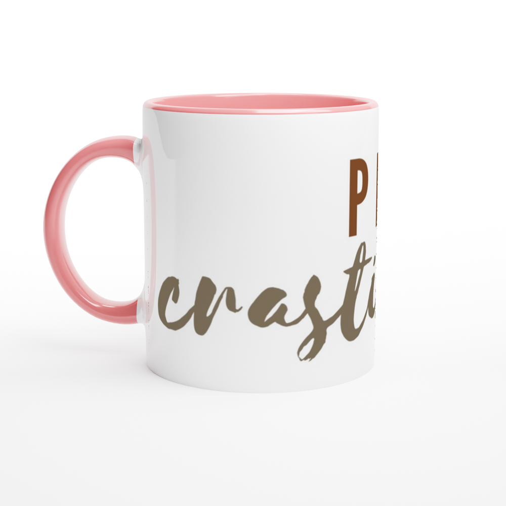 Procrastinator - White 11oz Ceramic Mug with Colour Inside ceramic pink Colour 11oz Mug Funny Globally Fulfilled