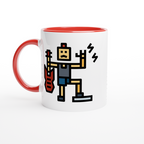 Rock And Roll - White 11oz Ceramic Mug with Colour Inside ceramic red Colour 11oz Mug Globally Fulfilled Music