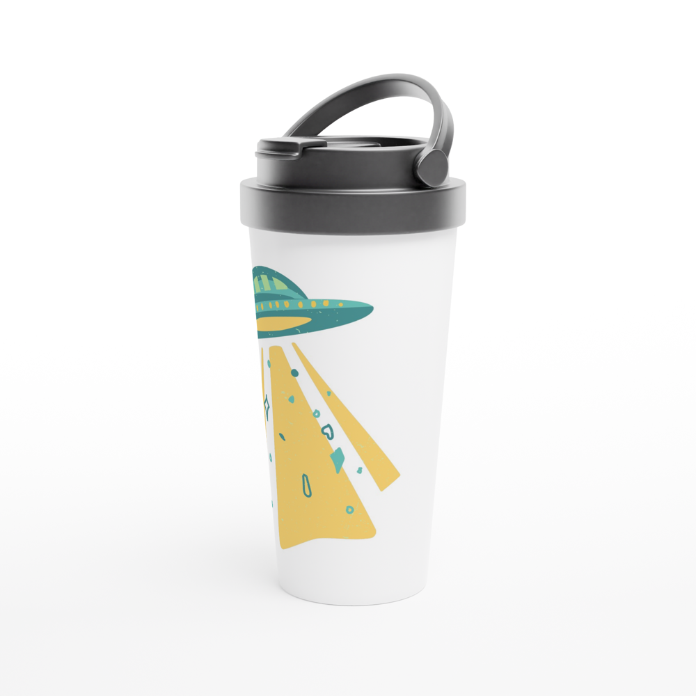 Alien UFO - White 15oz Stainless Steel Travel Mug Travel Mug Globally Fulfilled Sci Fi Space