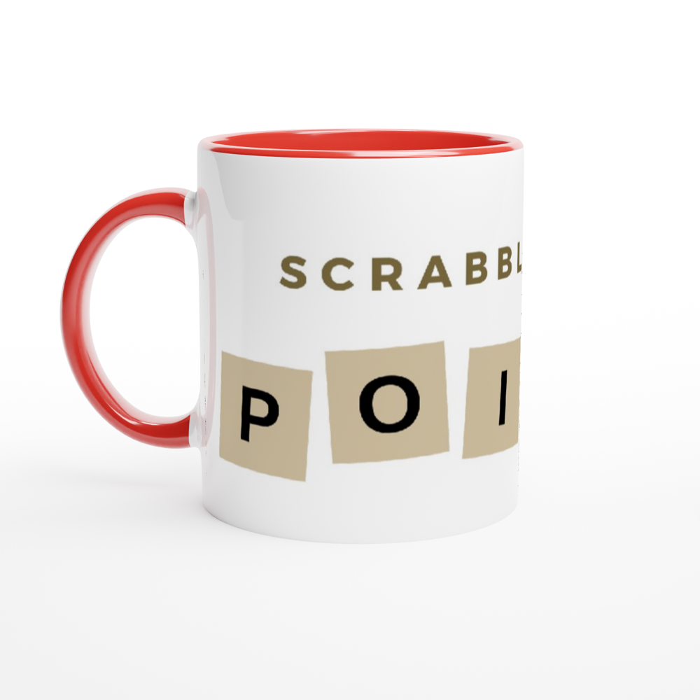 Scrabbling For Points - White 11oz Ceramic Mug with Colour Inside Colour 11oz Mug Games Globally Fulfilled