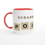 Scrabbling For Points - White 11oz Ceramic Mug with Colour Inside Colour 11oz Mug Games Globally Fulfilled