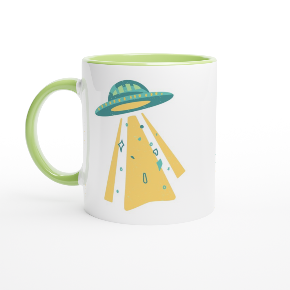 Alien UFO - White 11oz Ceramic Mug with Colour Inside Colour 11oz Mug Globally Fulfilled Sci Fi Space