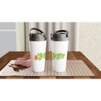 #YOLO - White 15oz Stainless Steel Travel Mug - Infinitee Designs Tech