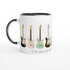 Guitars In Every Colour - White 11oz Ceramic Mug with Colour Inside ceramic black Colour 11oz Mug Globally Fulfilled Music