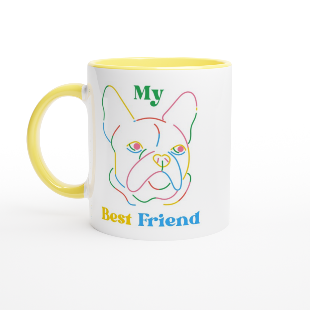 My Best Friend, Dog - White 11oz Ceramic Mug with Colour Inside ceramic yellow Colour 11oz Mug animal Globally Fulfilled