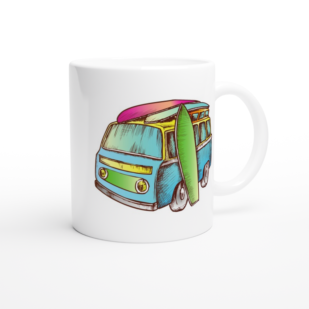 Surf Trip - White 11oz Ceramic Mug White 11oz Mug Globally Fulfilled Summer Surf