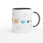 Solar System Planets - White 11oz Ceramic Mug with Colour Inside ceramic black Colour 11oz Mug Globally Fulfilled Space