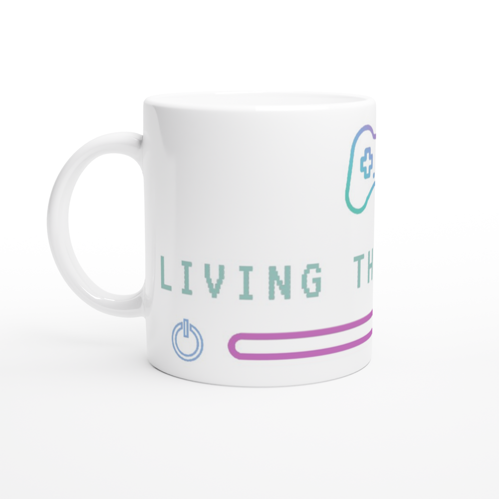 Living The 2D Life - White 11oz Ceramic Mug White 11oz Mug Games Globally Fulfilled