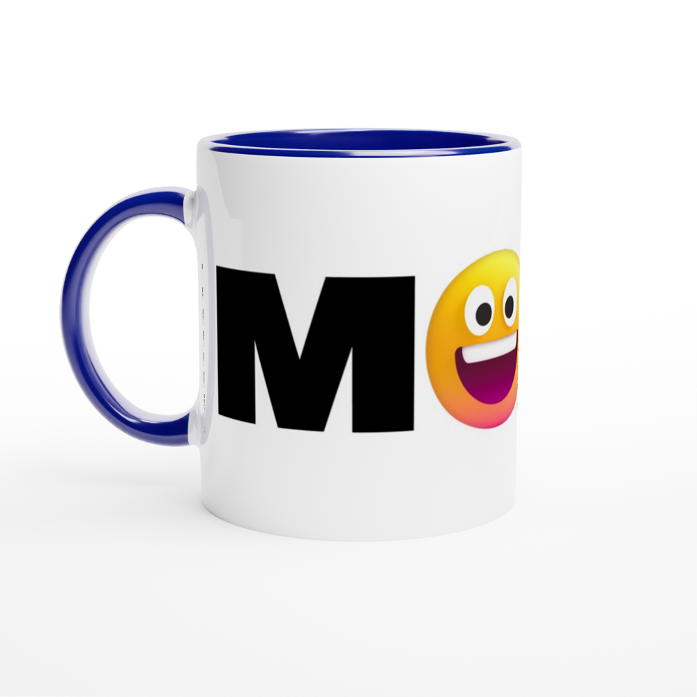 Mood Emoji - White 11oz Ceramic Mug with Colour Inside ceramic blue Colour 11oz Mug Funny Globally Fulfilled