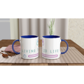 Living The 2D Life White 11oz Ceramic Mug with Colour Inside ceramic blue Colour 11oz Mug Games Globally Fulfilled Tech